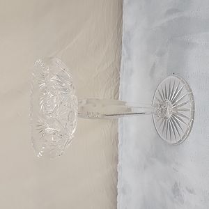 American Brilliant Cut Glass ABP Zipper Pedestal Hobstar Compote Candy Dish